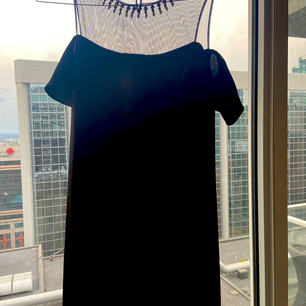 BCBG mini dress with sheer neck